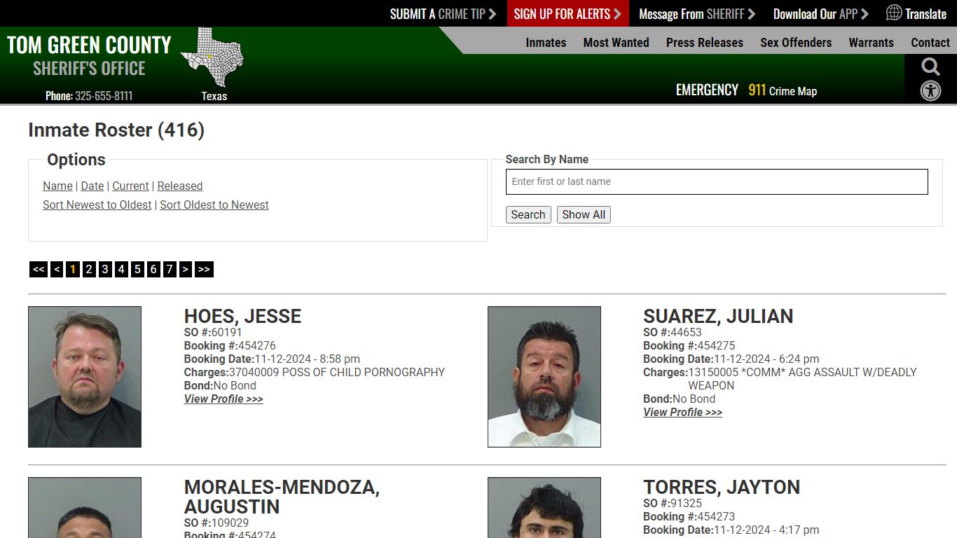 Inmate Roster (419) - Tom Green County Sheriff