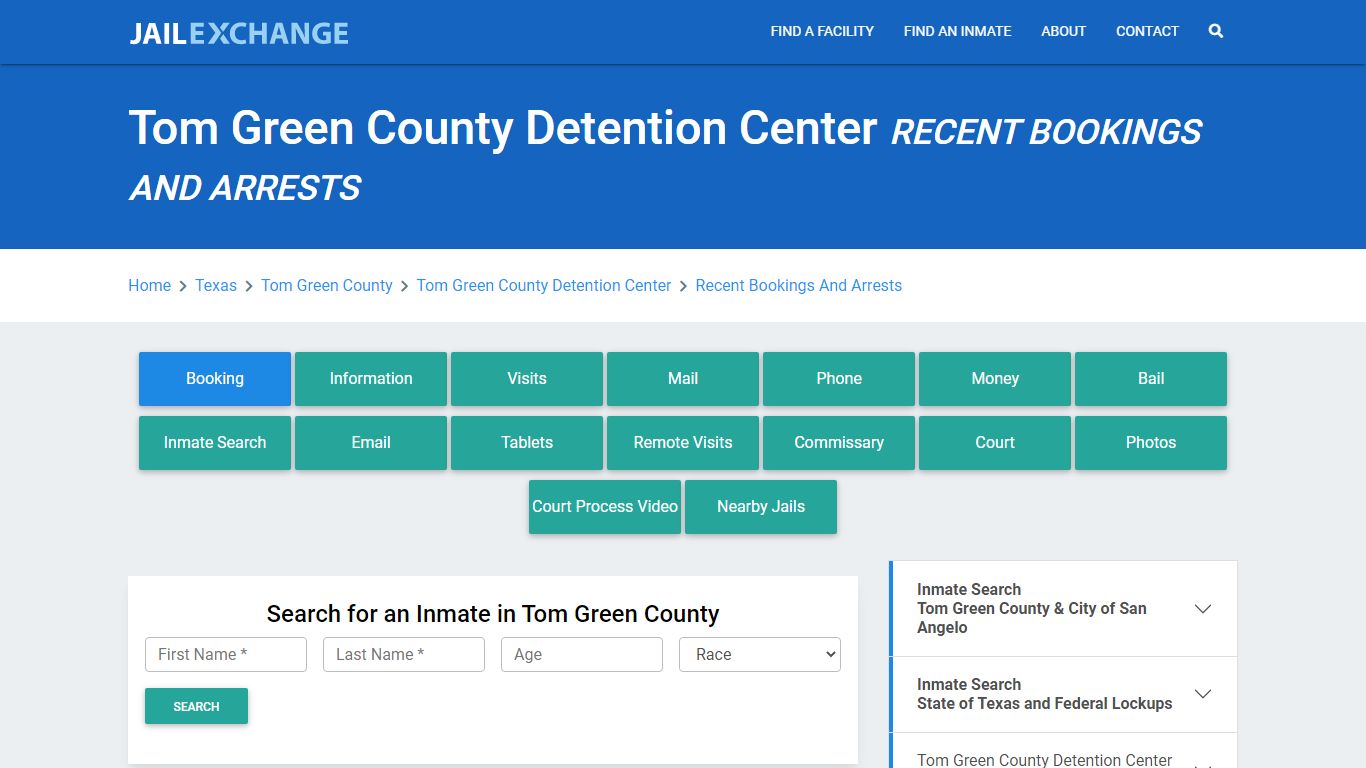 Tom Green County Detention Center Recent Bookings And Arrests