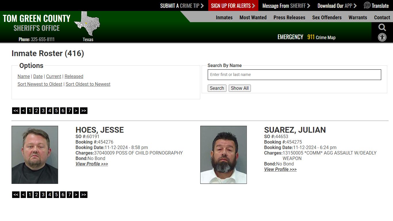 Inmate Roster (420) - Tom Green County Sheriff