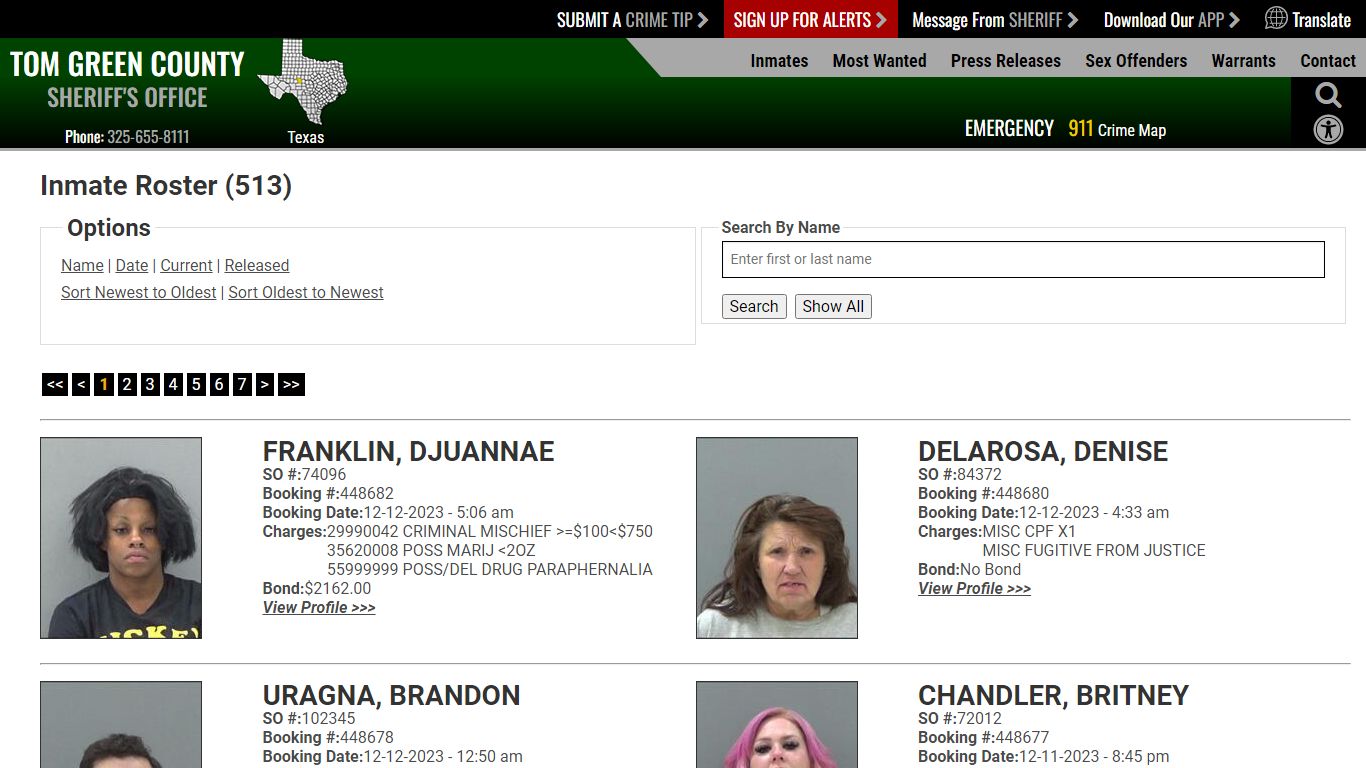 Inmate Roster (500) - Tom Green County Sheriff