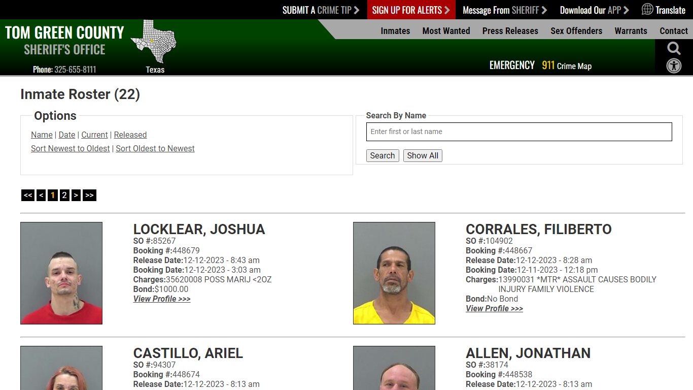 Inmate Roster (32) - Tom Green County Sheriff
